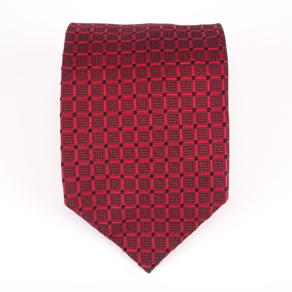 Roberto Villini Mens 100% Silk Necktie Red
